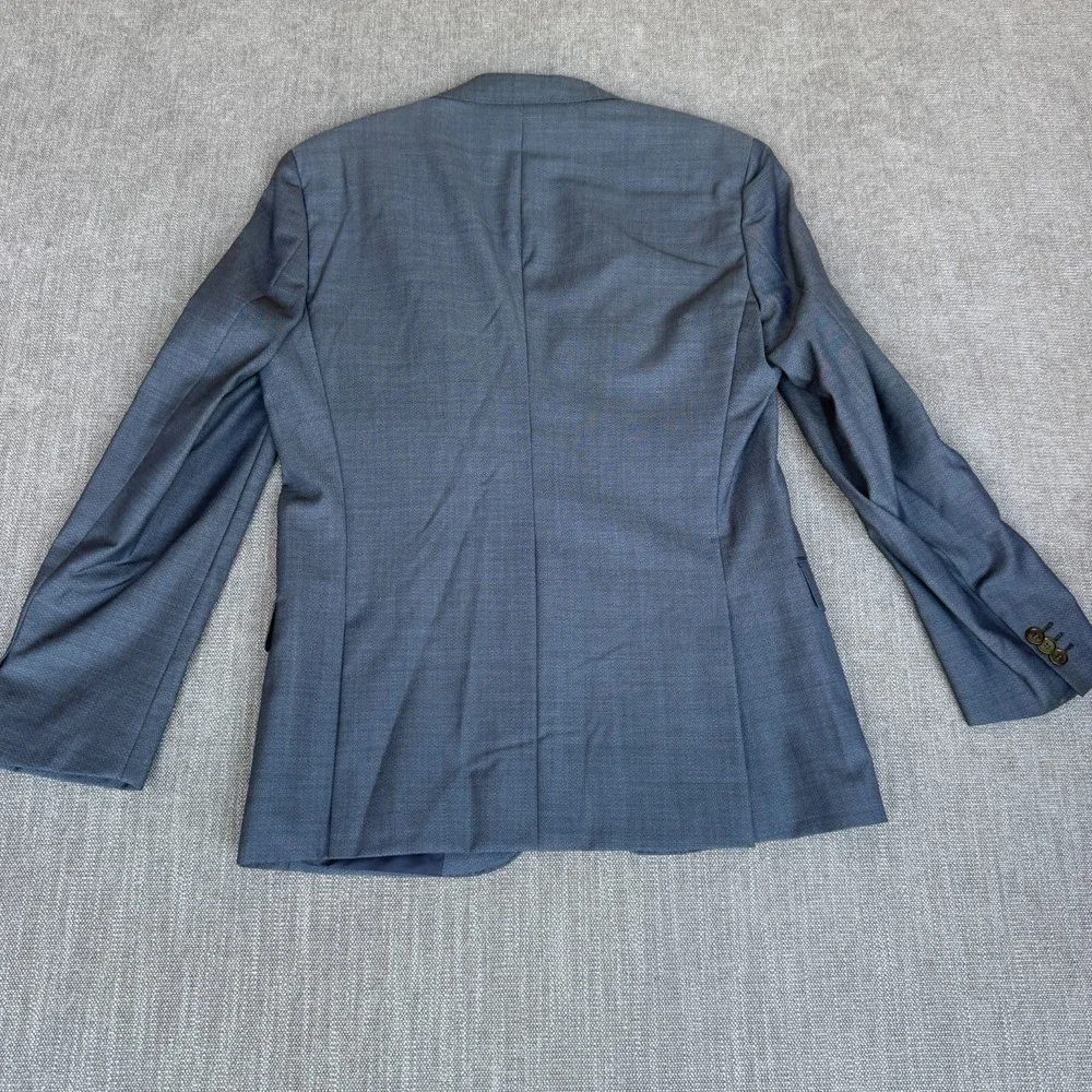 HUGO BOSS Blazer Jacket Mens 38R Blue Textured Slim Fit Formal Business Career